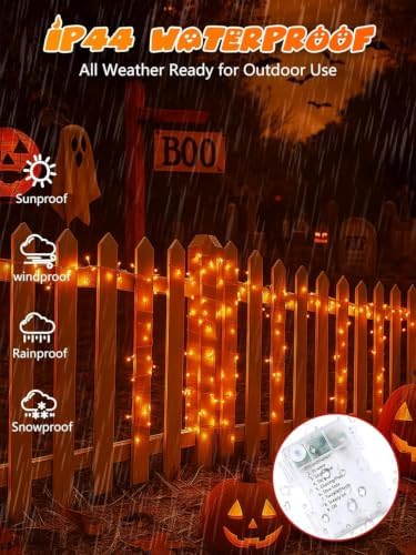 2 Pack 200 LED Battery Operated Halloween Lights, String Lights 8 Modes