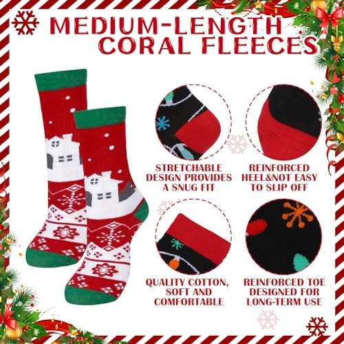 Jeyiour 36 Pcs Women Christmas Socks Fuzzy Soft Crew Xmas