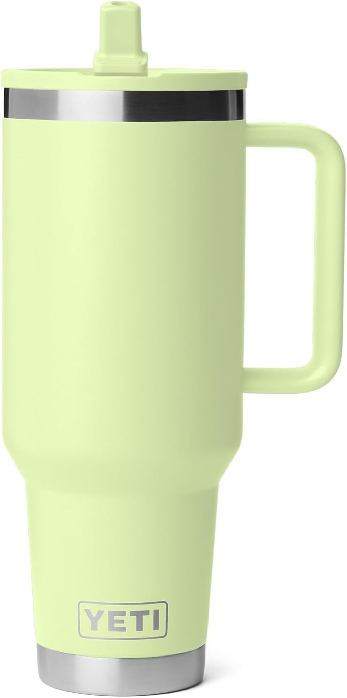 YETI Rambler 40 oz Travel Mug with Flip Straw Lid – Stainless Steel, Vacuum Insulated, Leakproof, Cup Holder Friendly, Grasshopper