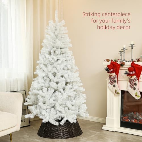 HOMCOM 6ft Tall Artificial Christmas Tree Unlit Auto Open White