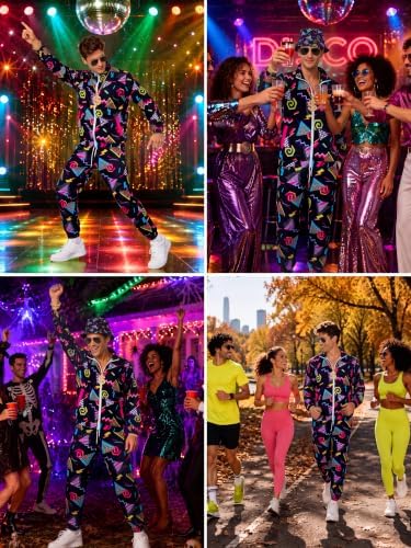 SOMSOC 80s 90s Hip-Hop Tracksuit Costume Set for Men Halloween Party
