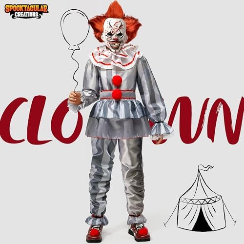 Spooktacular Creations Scary Clown Costume, Halloween Costume Kids for Boys
