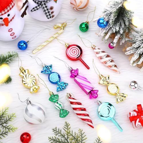 96 Pcs Christmas Tree Ornaments Colorful Candy Ball Ornament