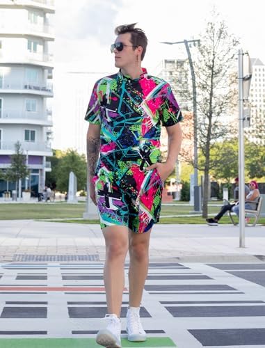 RAISEVERN Mens Romper Male Zipper Shorts Sleeve One Piece Bro Outfits