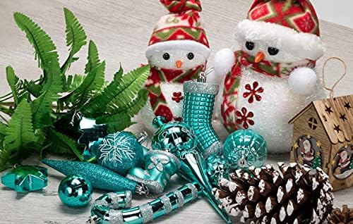 54 Pieces Assorted Christmas Ornaments Tree Decoration Baubles in Gift Box (Turquoise Blue, Gift Box)