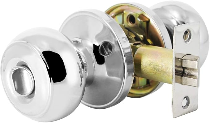 Probrico Privacy Bed/Bath Knobs in Polished Chrome, Interior Door Locks for Bedroom Bathroom, 6 Pack