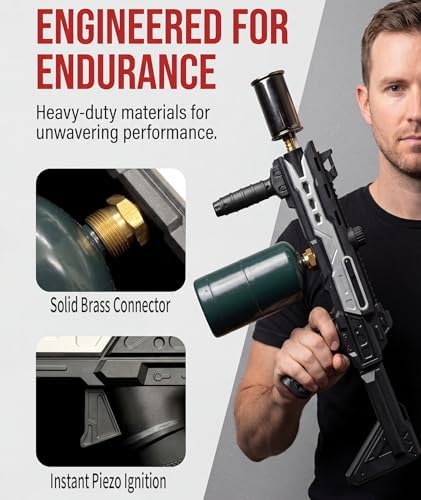 Powerful Propane Torch Gun, Gift for Men Dad, Culinary Blow Kitchen Cooking Torch for Steak Searing, Campfire Charcoal Starter for Blackstone Griddle Accessories (Tank Not included) Black Silver