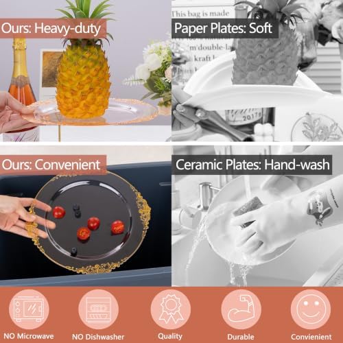Hioasis 175 Pcs Pink Gold Plates for Party