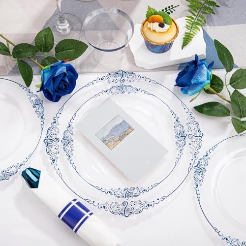 Hioasis 175 Pcs Clear Blue Plates for Graduation