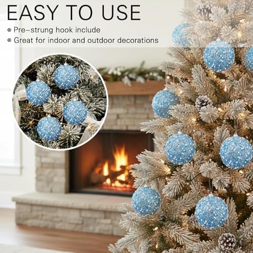Lyrow 24 Pcs 3.15" Christmas Ball,Light Blue