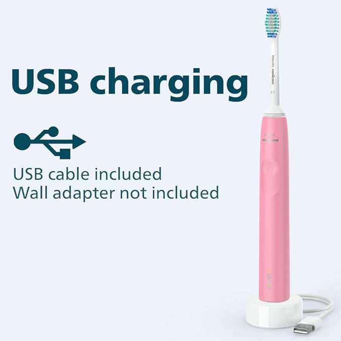 Philips Sonicare 3100 Power Toothbrush, Rechargeable Electric Toothbrush with Pressure Sensor, Deep Pink HX3681/06