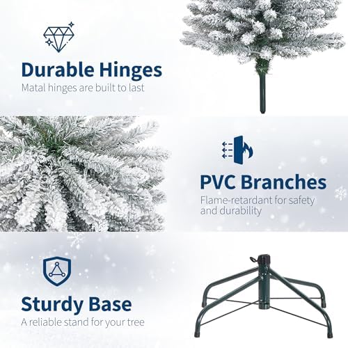 Garvee 7.5FT Pencil Prelit Christmas Tree, Snow Flocked Xmas Tree