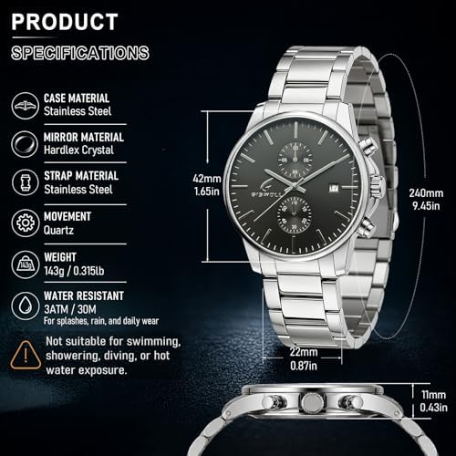Stylish Stainless Steel Men's Watches with Functional Chronograph Subdials