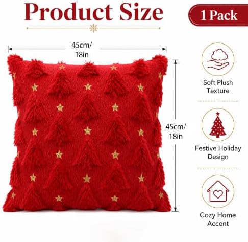 OHOME Christmas Decorations - Christmas Tree Red Pillow Covers 18x18 inch