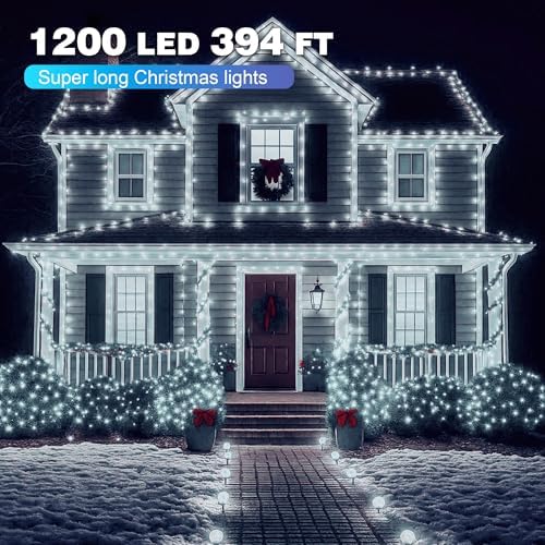 394FT White Christmas Lights, 1200 LED Outdoor Halloween String Lights