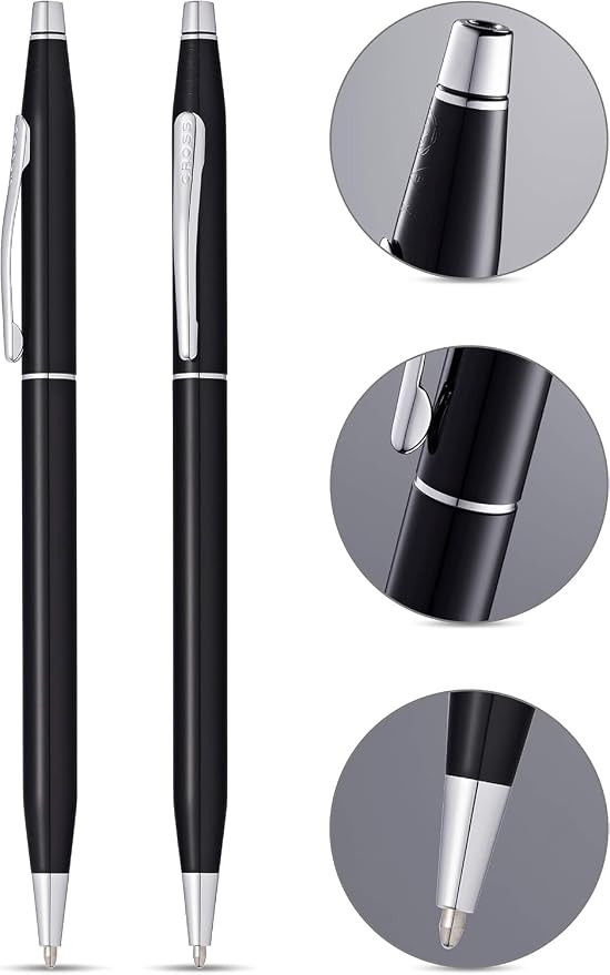 Cross Classic Century Lustrous Black Lacquer and Polished Chrome Appointments Refillable Ballpoint Pen Presented in a Luxury Gift Box