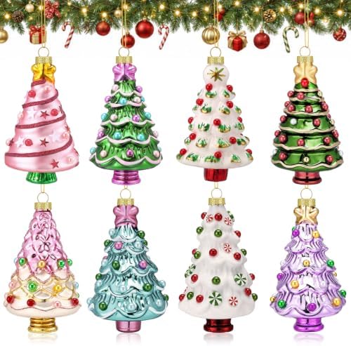 Sosation 8 Pcs Vintage Mercury Glass Christmas Tree Ornaments Tree Decor