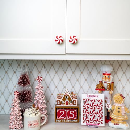 Knobēz: Red Peppermint Decorative Knob Covers Package of 12 (Red)