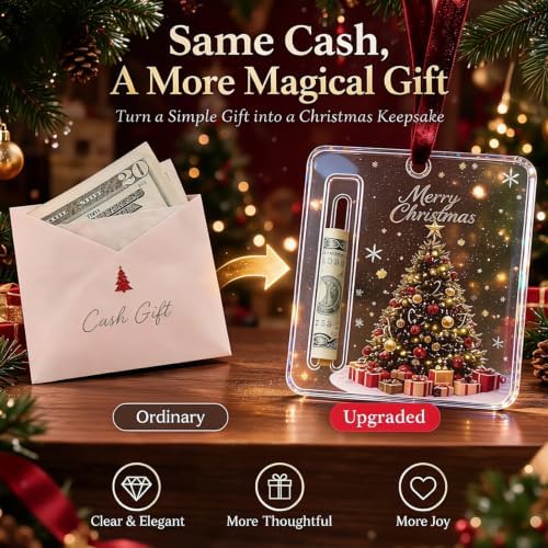10PCS Christmas Cash Gift Ornament, Acrylic Christmas Money Holder for Cash