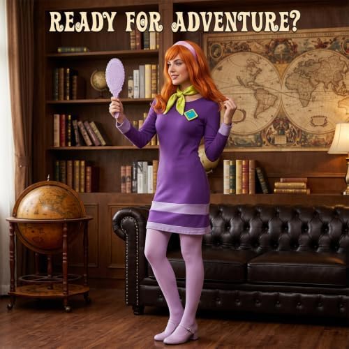 Adult Daphne Costume Women Purple Dress Halloween Outfit