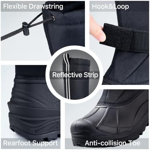 FREE SOLDIER Men's Warm Snow Boots Waterproof Tall Insulated Winter Boots Removable Liner with 3M Thinsulate