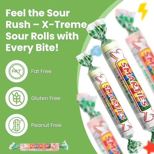 Smarties X-treme Sour Candies - Gluten Free, Peanut Free, Dairy Free Extra Sour Candy - Perfect for Parties, Candy Mixes, & Halloween - Individually Wrapped Bulk Candy - 5 Pound Bag (Pack of 1)