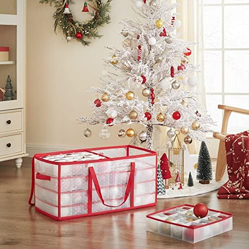 SONGMICS Large Christmas Ornament Storage Boxes, Set of 2, with 256 Slots