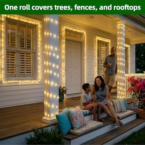 300 LED 75FT Christmas String Lights Indoor Outdoor, 12 Modes, Warm White
