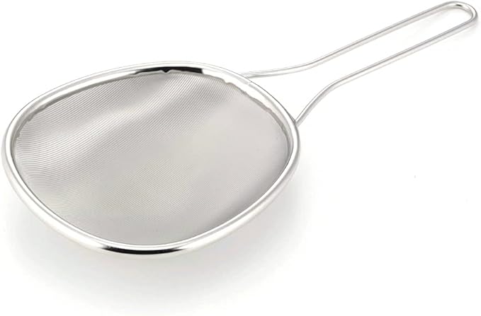 Shimomura Planning 38614 Fine Soup Scoop Colander, Made in Japan, Dishwasher Safe, 200 Mesh, No Kitchen Paper Required, Oval Shape Along the Side of the Pot, Bonito Bonito, Stainless Steel,