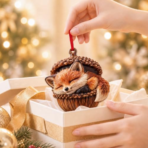 2026 Merry ChristmasWinter Ornament - Inspired Fox Christmas Ornament, 3D Animal Decorations for Christmas Trees, Holiday Ornament, Holiday Party Gifts, Gift Ideas & Xmas Gift