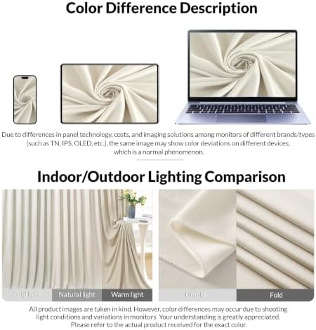 Beige Backdrop Curtain for Wedding Parties Wrinkle Free Beige Photo Curtains Backdrop Drapes Fabric Decoration for Baby Shower Photoshoot 5ft x 8ft,2 Panels