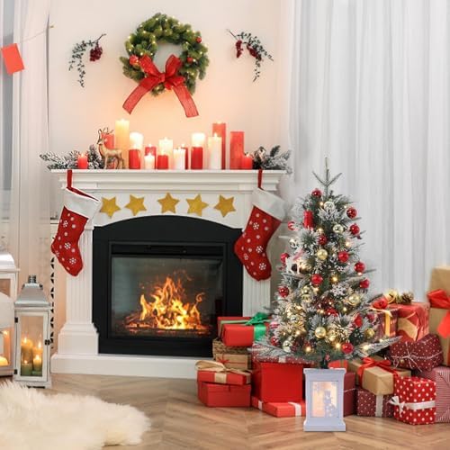 3ft Pre-Lit Artificial Mini Christmas Tree Set of 2, 78 LED Lights