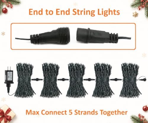 OZS Connectable 2-Pack 164Ft 400LED Christmas String Lights, Red & Green