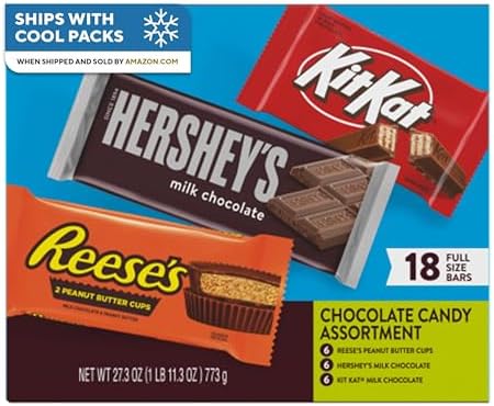 HERSHEY'S, KIT KAT and REESE'S Assorted Milk Chocolate Candy Variety Box, 27.3 oz, (Pack of 108)