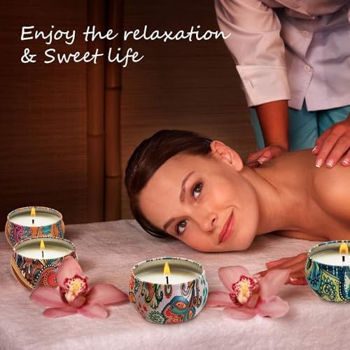 Howemon Scented Candles Gift Set, Natural Soy Wax Portable Travel Tin with Strongly Fragrance Essential Oils for Stress Relief and Aromatherapy - 16 Pack