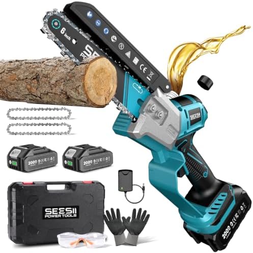 SEESII Mini Chainsaw 6 Inch Brushless, Automatic Oiler