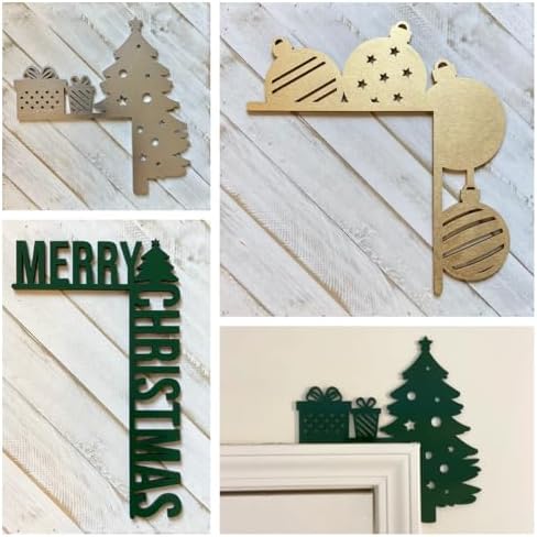 Christmas Door Topper Holiday Home Decor Funny Snowman Santa Claus Top Door Frame Corner Sign Decorations, Windows Walls DIY Craft for Christmas Party Ornament (E)