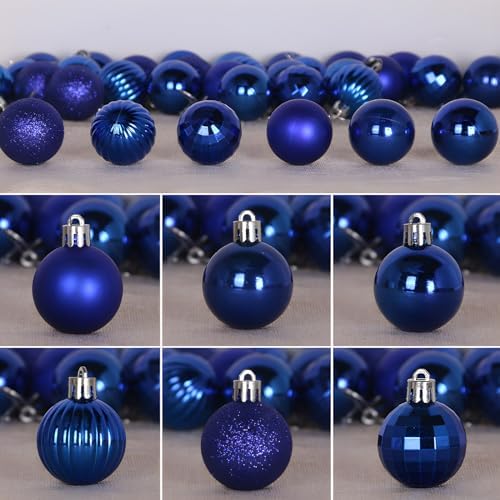 Royal Blue 2.5" Christmas Balls Christmas Tree Decoration Ornaments Shatterproof Hanging Balls for Birthday Halloween Holiday Wedding Decorations Set of 36pcs