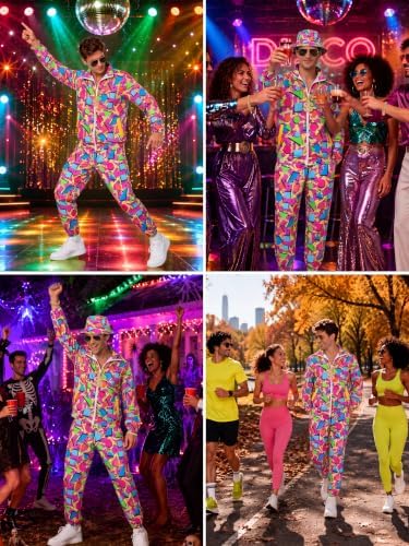 SOMSOC 80s 90s Hip-Hop Tracksuit Costume Set for Men Halloween Party