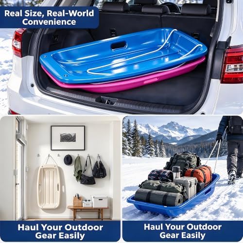 35" Snow Sled for Kids & Adults, Cold Resistant Flexible Toboggan