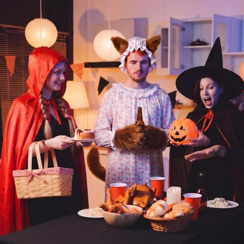 Hercicy 6 Pcs Red Riding Hood Costume Set, Velvet Cape Wolf Grandma Party