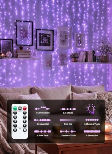 Brightown 300 LED Purple Fairy Lights, 9.8ft x 9.8ft Halloween String Light
