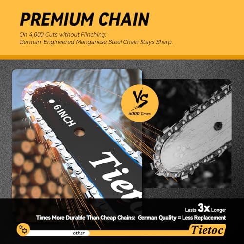 Mini Chainsaw Cordless,6 Inch Portable Electric Chainsaw with 2 Battery 2 Chains,Battery Powered Small Handheld Chain Saw with Automatic Oiler,for Tree Trimming,Cutting Wood,Garden Tool,Gift for Men