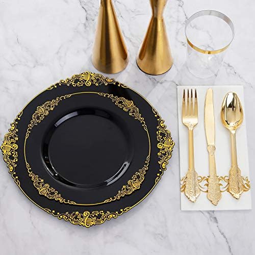 Hioasis 175 Pcs Black Gold Plates for Graduation