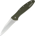 Kershaw Leek, BlackWash Pocket Knife (1660BLKW); 3 Sandvik 14C28N Steel Blade, 410 Stainless Steel Handle, BlackWash Finish, SpeedSafe Assisted Open, Frame and Tip Locks, Reversible Pocketclip; 3 OZ