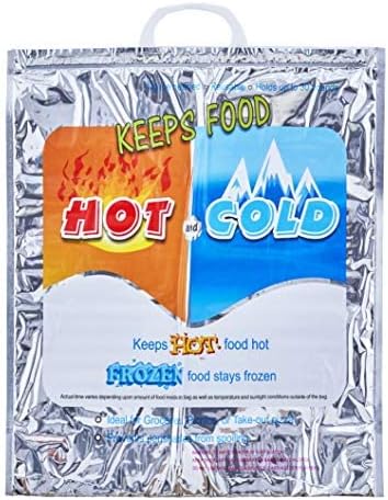 Superio Hot and Cold Insulated Bags for Food Delivery, Grocery Shopping Bags, Food Storage for Hot and Frozen Food for Travel, Disposable Cooler Bag, Reinforced Thermal Lunch Bag (6, 16"x5.5"x19")