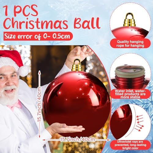 Threan 15.75 Inch Large Red Shiny Christmas Ball Ornaments