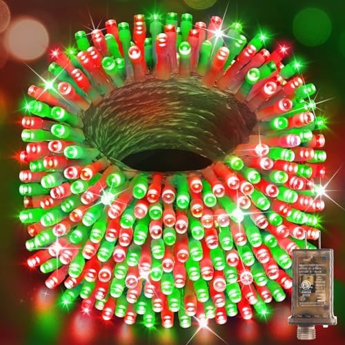 Hezbjiti 1000 LED 403 FT Christmas Lights Outdoor String Lights 8 Modes with Timer Memory Waterproof Fairy Lights Plug in for Classroom Bedroom Patio Wedding Party Holiday Xmas Decorations(Red+Green)