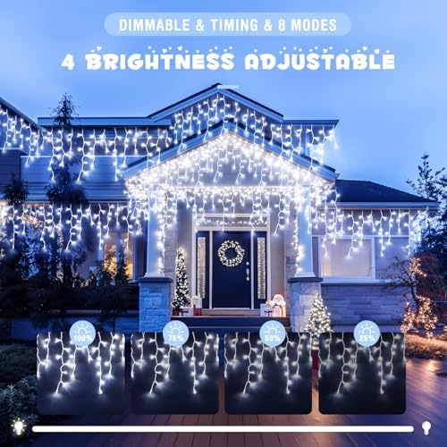 JMEXSUSS Christmas Icicle Lights for Outside, 800 LED White