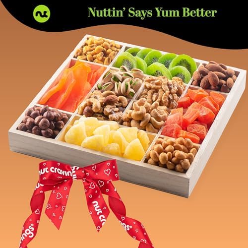 NUT CRAVINGS - Dried Fruit & Mixed Nuts Gift Basket (12 Assortments)